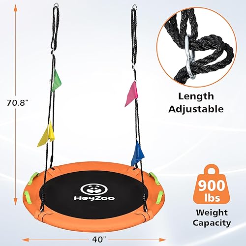 Miniatura 4 de Columpio para árbol, columpio de 40 pulgadas para niños, capacidad de peso de 900 libras, con correas ajustables para colgar, para patio trasero y