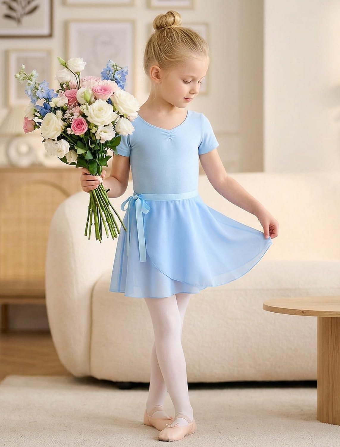 JiAmy 3 Pack Tutu Girls Ballet Wrap Skirt Chiffon Dance Skirt for Toddler Kids Adjustable Tie for Dance Party 4-12 Years