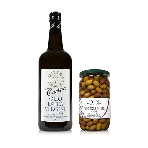 ROI Aceite de oliva virgen extra italiano de Liguria prensado en frío, aceite de oliva Cucina importado de Italia y ROI aceitunas taggiasca