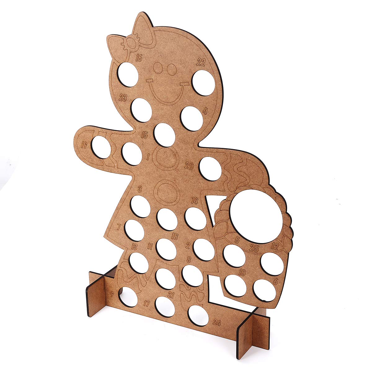 Wooden Advent Calendar Gingerbread Lady Chocolates Storage Box Gift Christmas Decorations