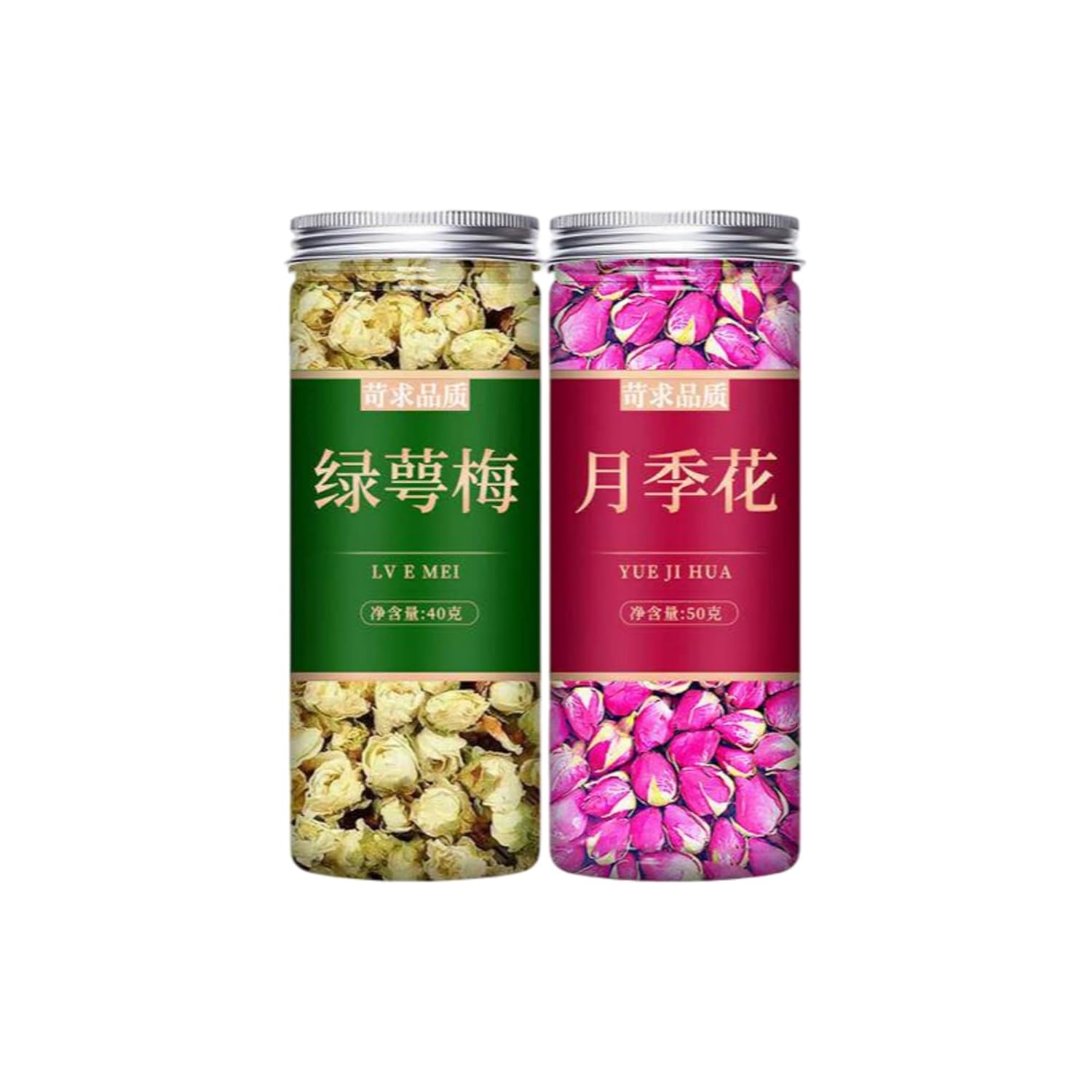 【2罐】绿萼梅(40g) 月季花(50g) Premium Natural china herbal tea Loose Leaf Tea,Chinese Tea, Sulfur Free,Flower tea,dark tea,loose tea Sweet Fresh