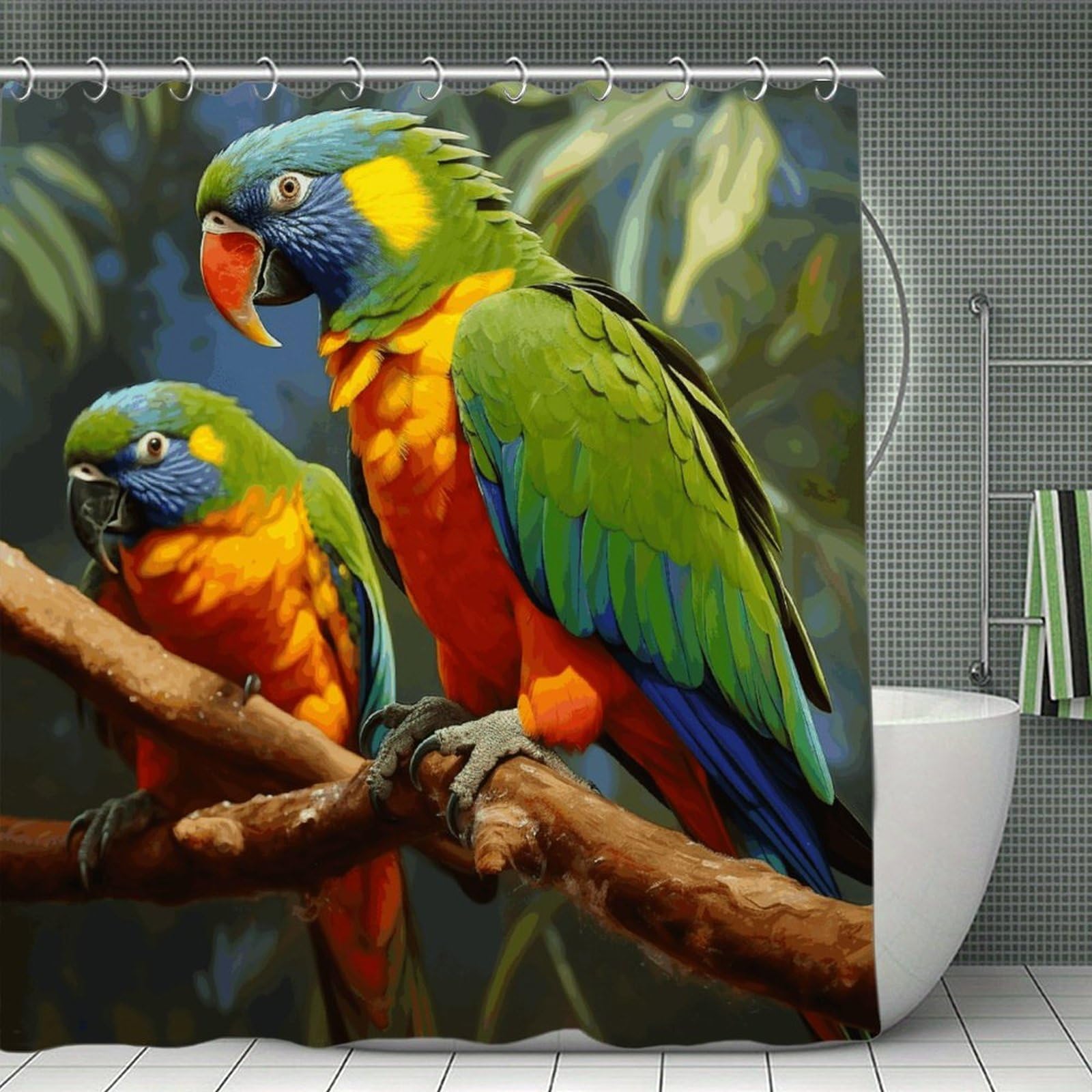 FekiLoot Bird Parrot Painting Shower Curtain Thick Weighted Shower Curtain Classic Unique Bath Curtains Heavy Duty Long Showers Curtains for Bathroom Bath Tubs Machine Wash 70.8"x70.8"