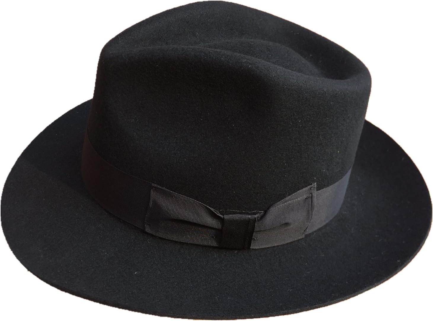Classic Black Men's Wool Felt Godfather Gangster Mobster Gentleman Fedora Hat
