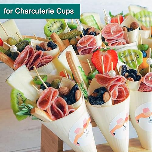 Miniatura 3 de Púas de cóctel, palillos de dientes de 4.7 pulgadas para aperitivos, palillos de cóctel de bambú para postres charcutería, palillos de dientes de