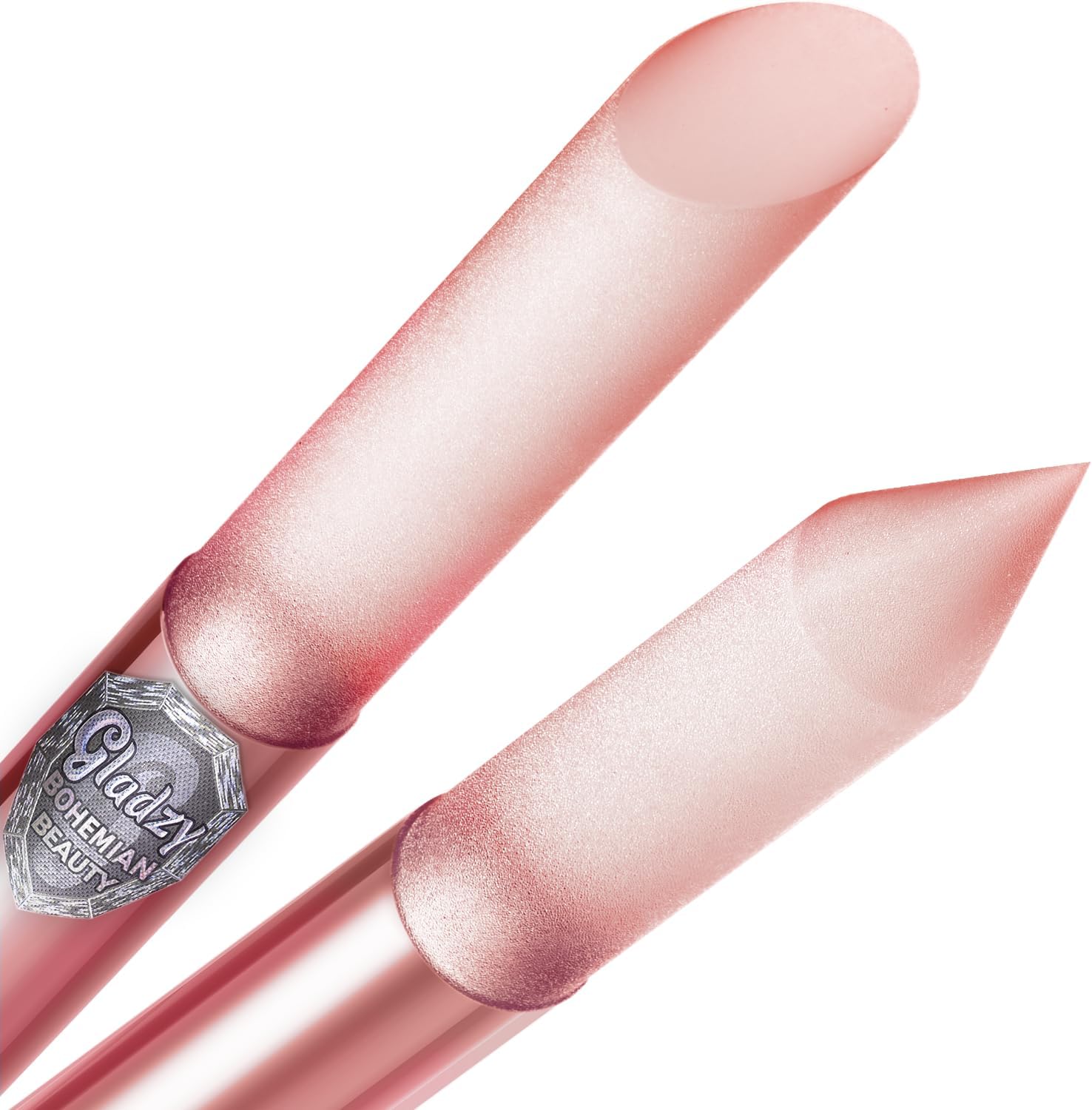 Glass Cuticle Pusher by Gladzy - Manicure Stick, Genuine Czech Quality, Professional Precision Filing Cuticle Remover, Abrasive Surface Never Wears Out - Pink