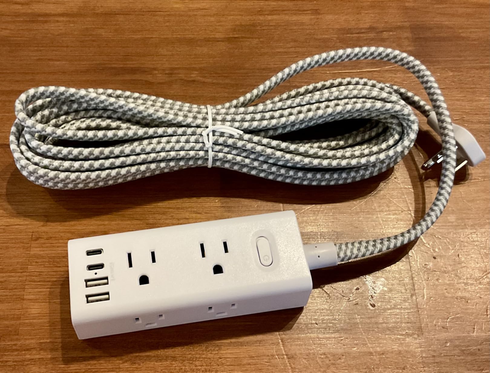 Power strip set up on desk
