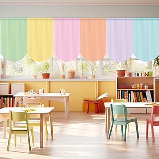 6 Pcs School Classroom Curtains Back to Classroom Colorful Curtains for ...