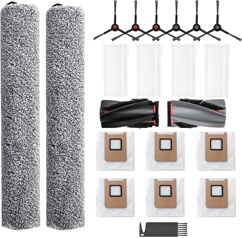 Replacement Parts for Eufy C28 Omni Robot Vacuum Cleaner Accessories, 1 Roller Brush, 2 Roller Mop, 4 Filter, 6 Side Brush, 6 Dust Bag