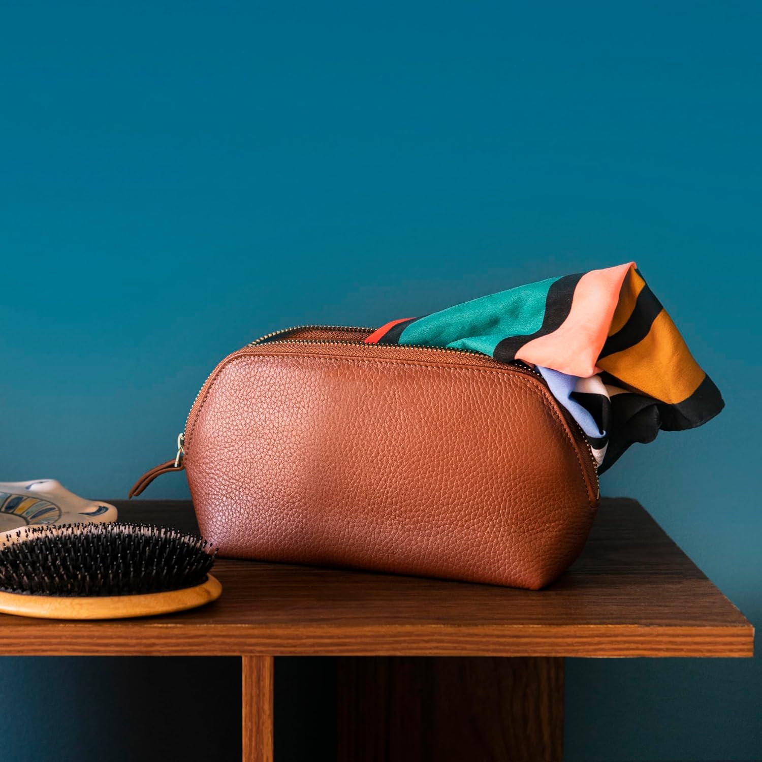 Londo Genuine Leather Makeup Bag Cosmetic Pouch Travel Organizer Toiletry Clutch - Image 5