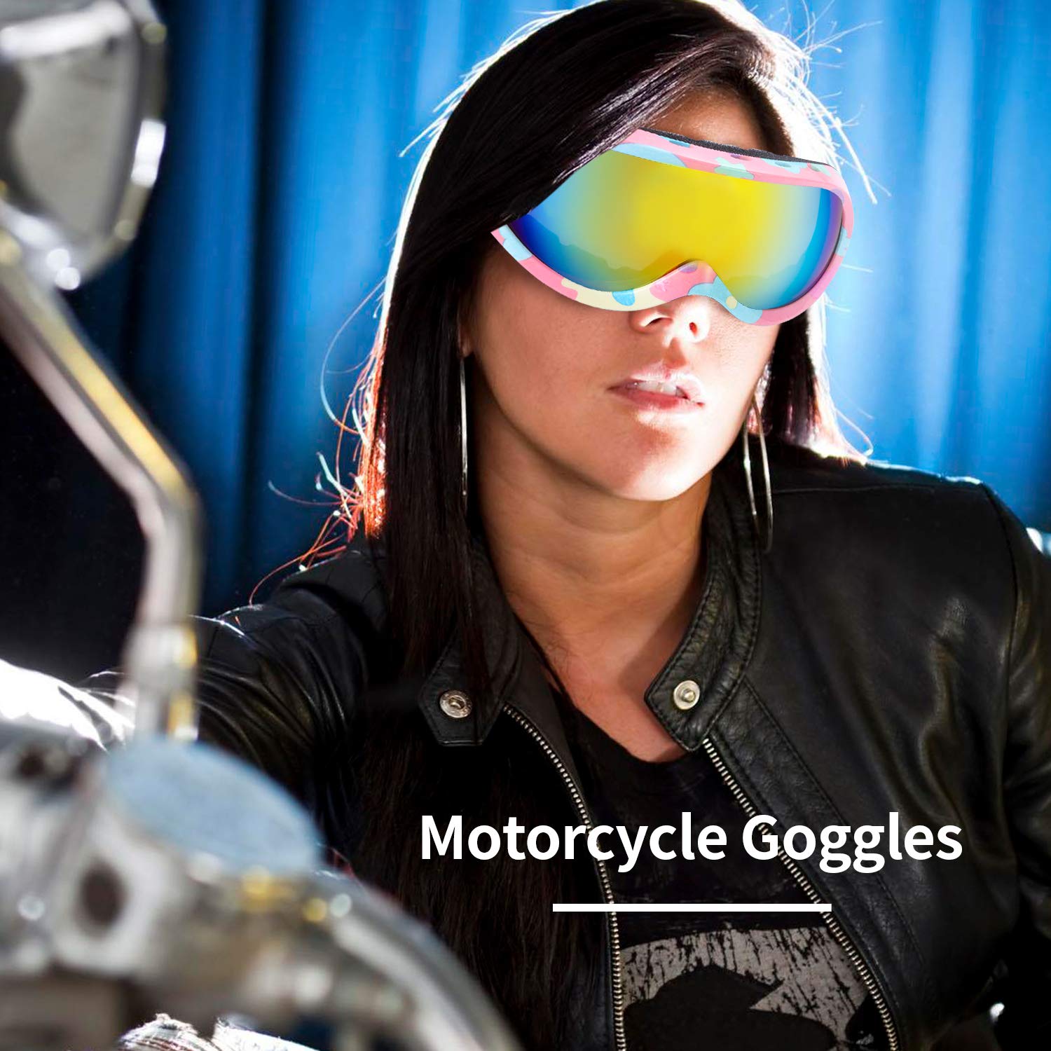 Occhiali da motociclismo, confezione da 2, occhiali da ciclismo per motociclismo, moto, bicicletta, mountain bike, protezione UV, antipolvere, antivento, tattici militari (set da 2)
