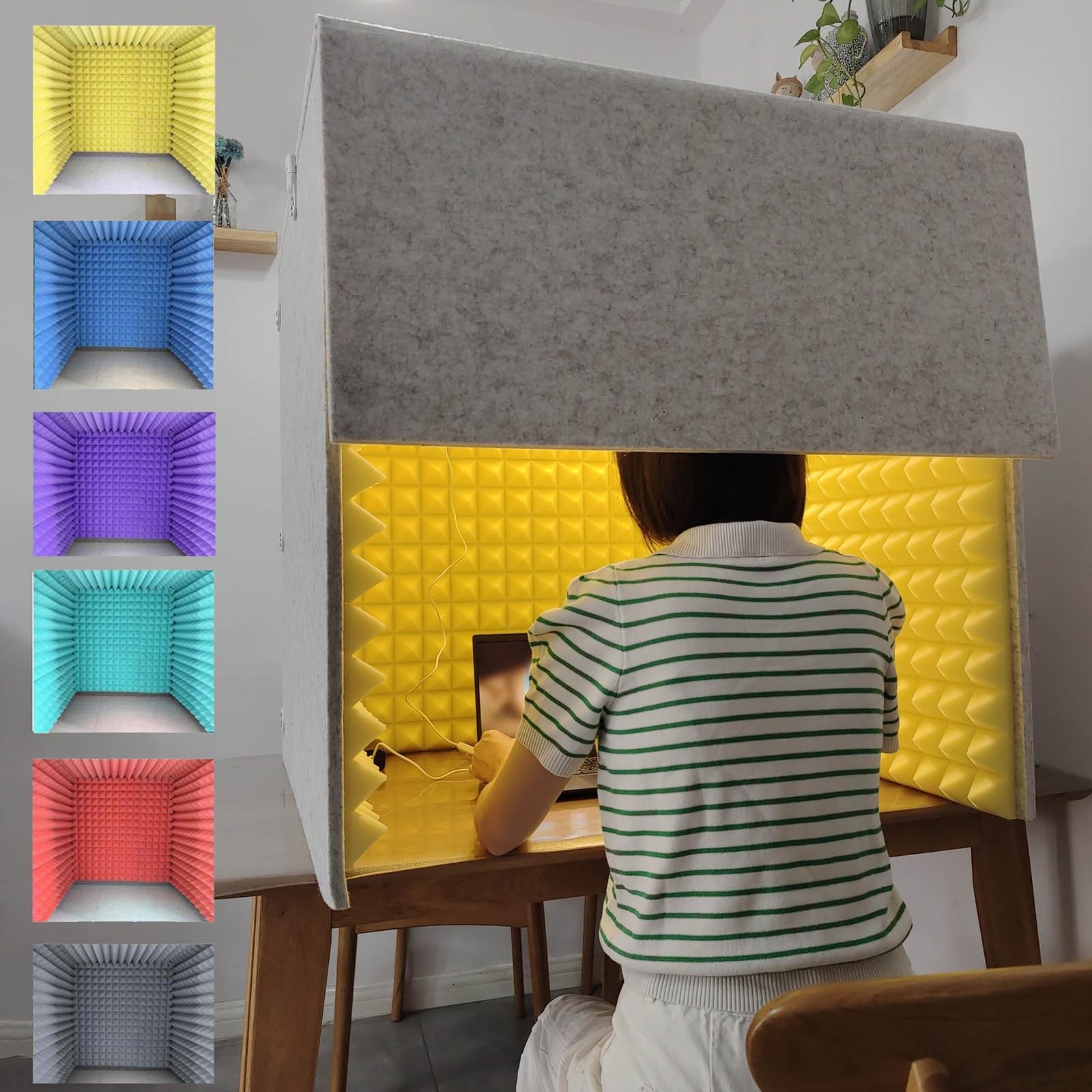 Estudio de grabación portátil insonorizado, cámara de grabación con Aislamiento para micrófono, Ideal para podcasts, Canto y radiodifusión: Cabina acústica de sobremesa (80x80x80 cm).