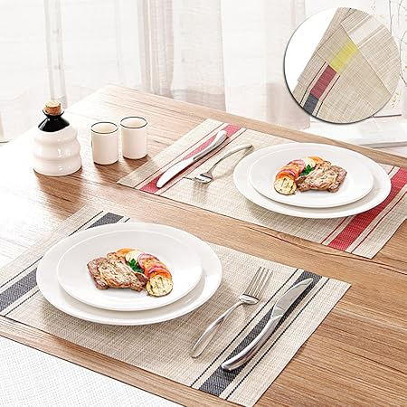 Amazon Newdance ランチョンマット 4枚セット ランチマット おしゃれ 洗える 撥水 北欧 防汚 断熱 丸洗いok お手入れ簡単 食卓飾り 雰囲気 Pvc製 家庭 レストラン用 ランチョンマット オンライン通販