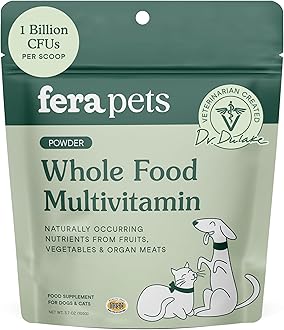 Fera Pets Whole Food Multivitamin Cat & Dog Food Topper with Probiotics, Antioxidants, & Essential Dog Vitamins & Minerals - Nutrients from Fruits, Vegetables, & Organ Meats - 3.7 oz