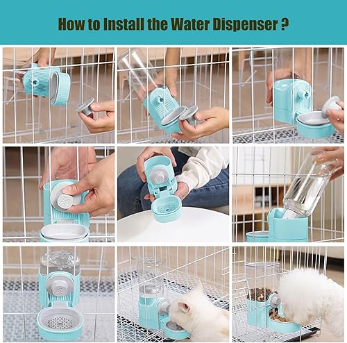 Miniatura 4 de GPY Juego de comedero automático para mascotas y dispensador de agua para colgar, alimentador automático para conejos y dispensador de agua para