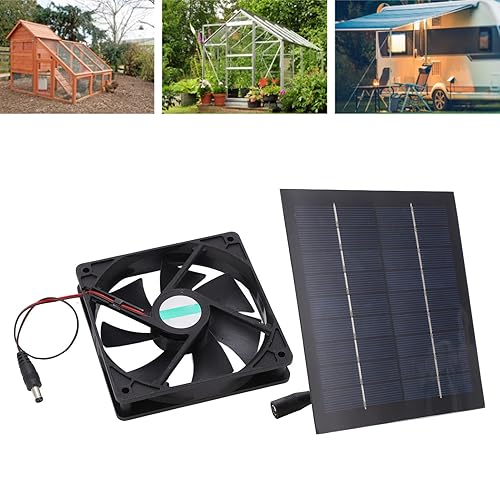 Miniatura 3 de Kit de ventilador alimentado por panel solar IP65 impermeable 20W 12V ventilador solar para invernadero, casa de pollo, caseta de perros, casas de