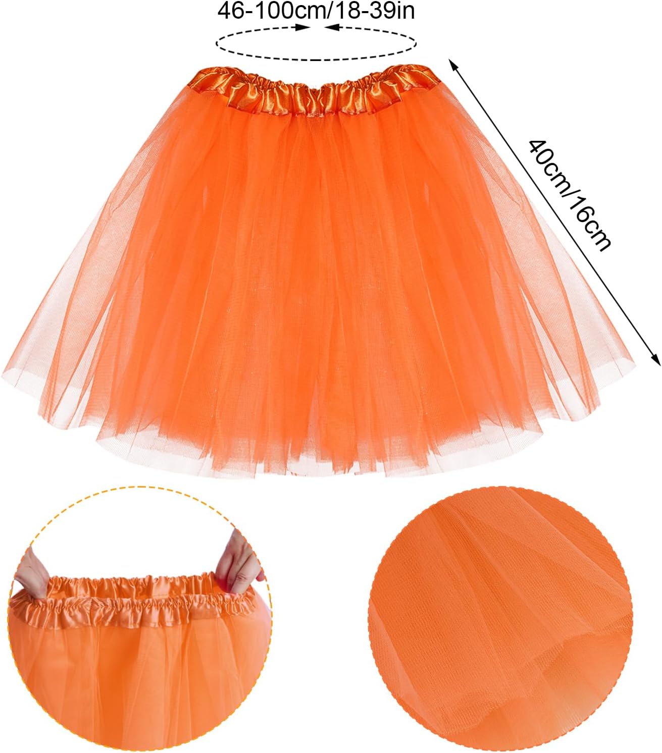 6pcs Orange Costume Yellow Eyebrows Fake Mustache Orange Glasses Tulle Tutu Skirt Gloves Pantyhose for World Book Day Halloween Cosplay Dress Up - Image 3