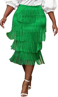 AOMEI Women's High Waist Fringe Tiered Bodycon Pencil Midi Skirt Price In India