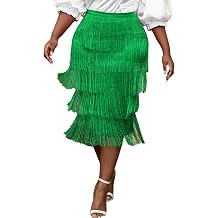 AOMEI Womens High Waist Fringe Tiered Bodycon Pencil Midi Skirt