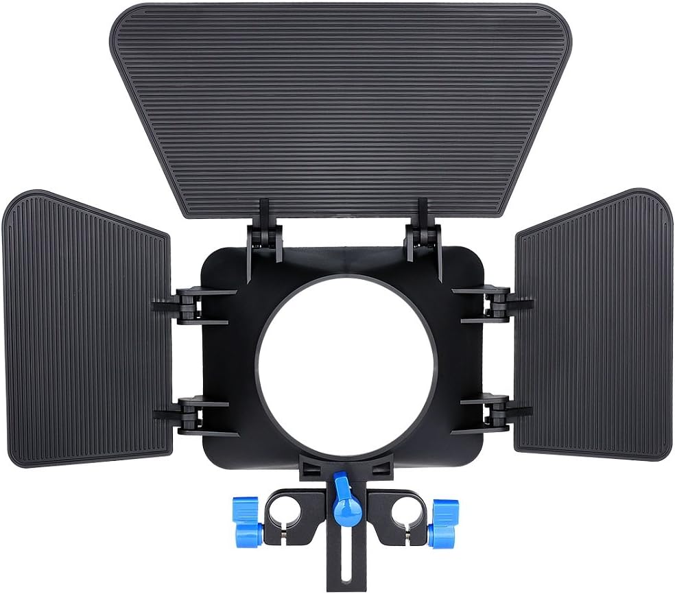 Matte Box for 15mm Standard Rail Rods for Canon Sony Panasonic Nikon Fujifilm Olympus Cameras Camcorder Lenses Diameter Less Than 85mm with Height Adjustable for Different Camera Lenses