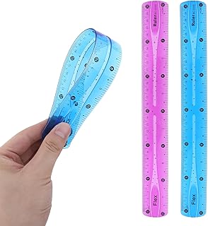 2 PCS Flexible Ruler, 12 Inch/ 30cm Bendable Plastic Ruler, Soft Clear Ruler Straight Rulers with Centimeters and Inches, Transparent Ruler for Students School Classroom Office