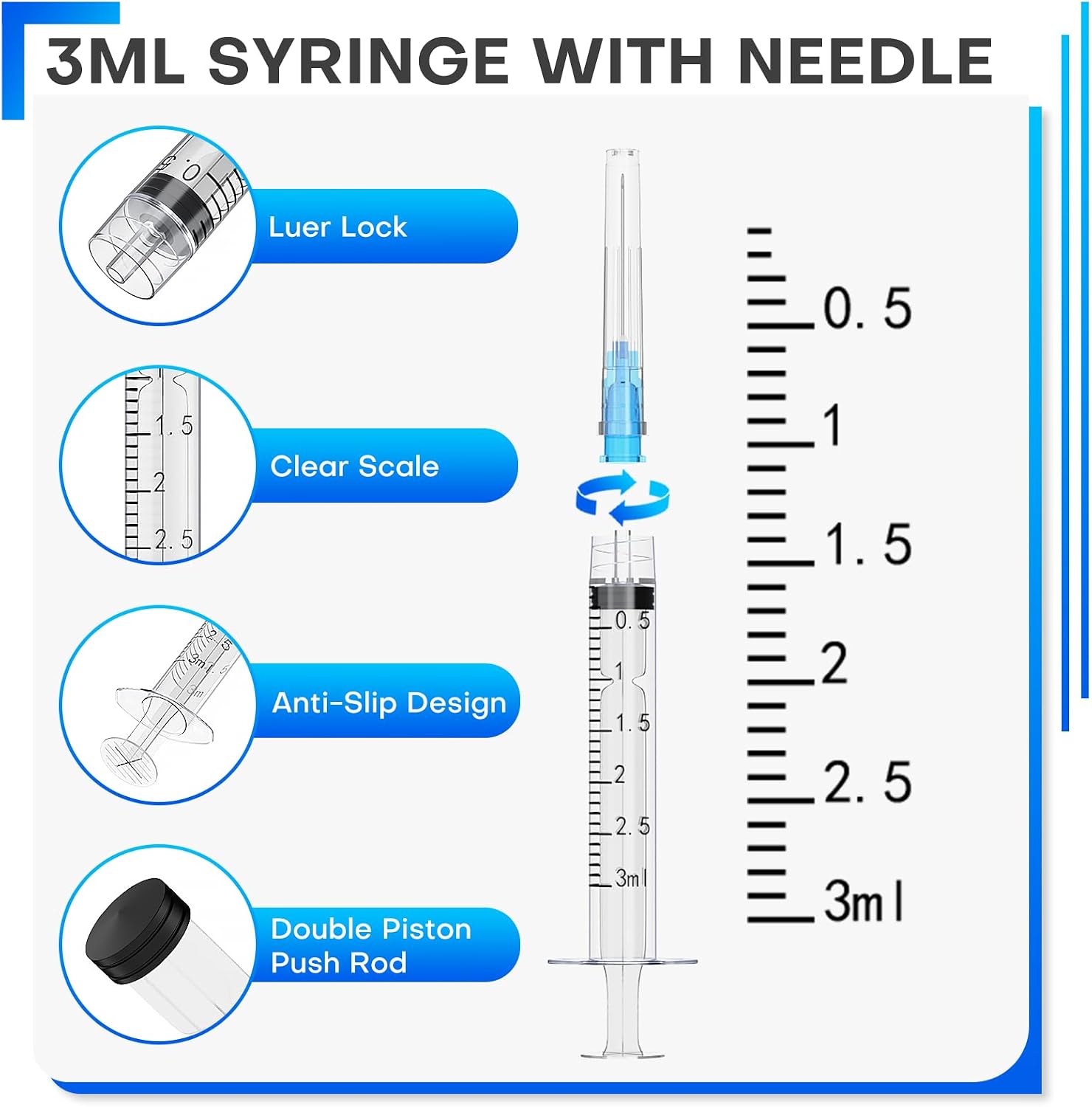 3 Ml Kunststoffspritze Mit 23G Nadel (0,6x25 Mm) – 20 Stück, Einzeln Steril Verpackt Für Labor & Hobby