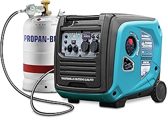 Könner & Söhnen KS 4000iEG S portable LPG/petrol inverter generator 4000W, UK Standard Plug & 230V 2 x 13 Amp Plug Sockets, 2 USB ports, electric start dual fuel generator,silent inverter generator