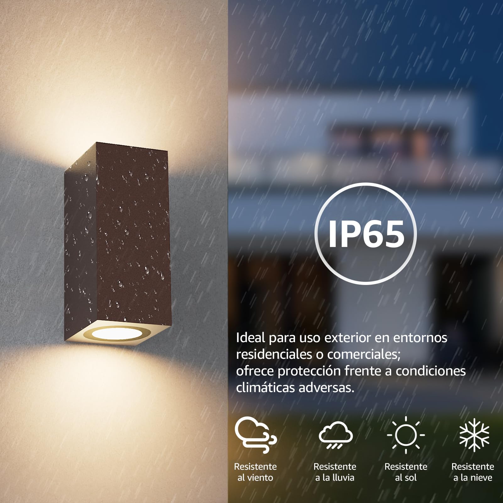 Klighten 4 Piezas Cuadrado Lámpara pared Exterior/Interior, IP65 Impermeable Color óxido Aplique Pared Exterior, GU10 Luz Pared de Aluminio Moderno para Jardines Pasillo Terraza, Bombilla no Incluida