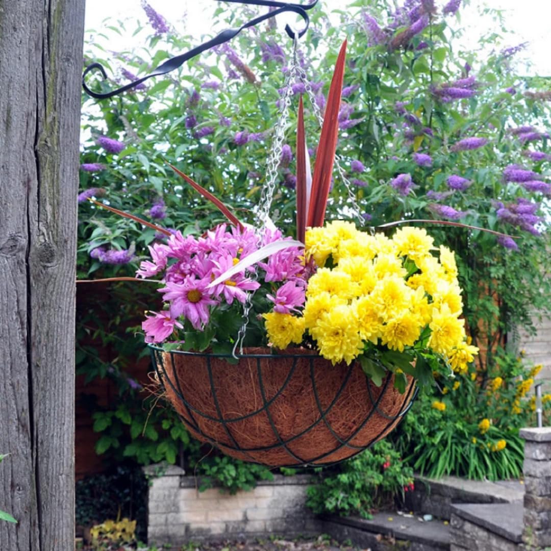 Garden Mile Paniers à Suspendre Effet Rotin, Jardinière Suspendue Pour Décoration Florale Extérieure Ou Intérieure (panier Marron