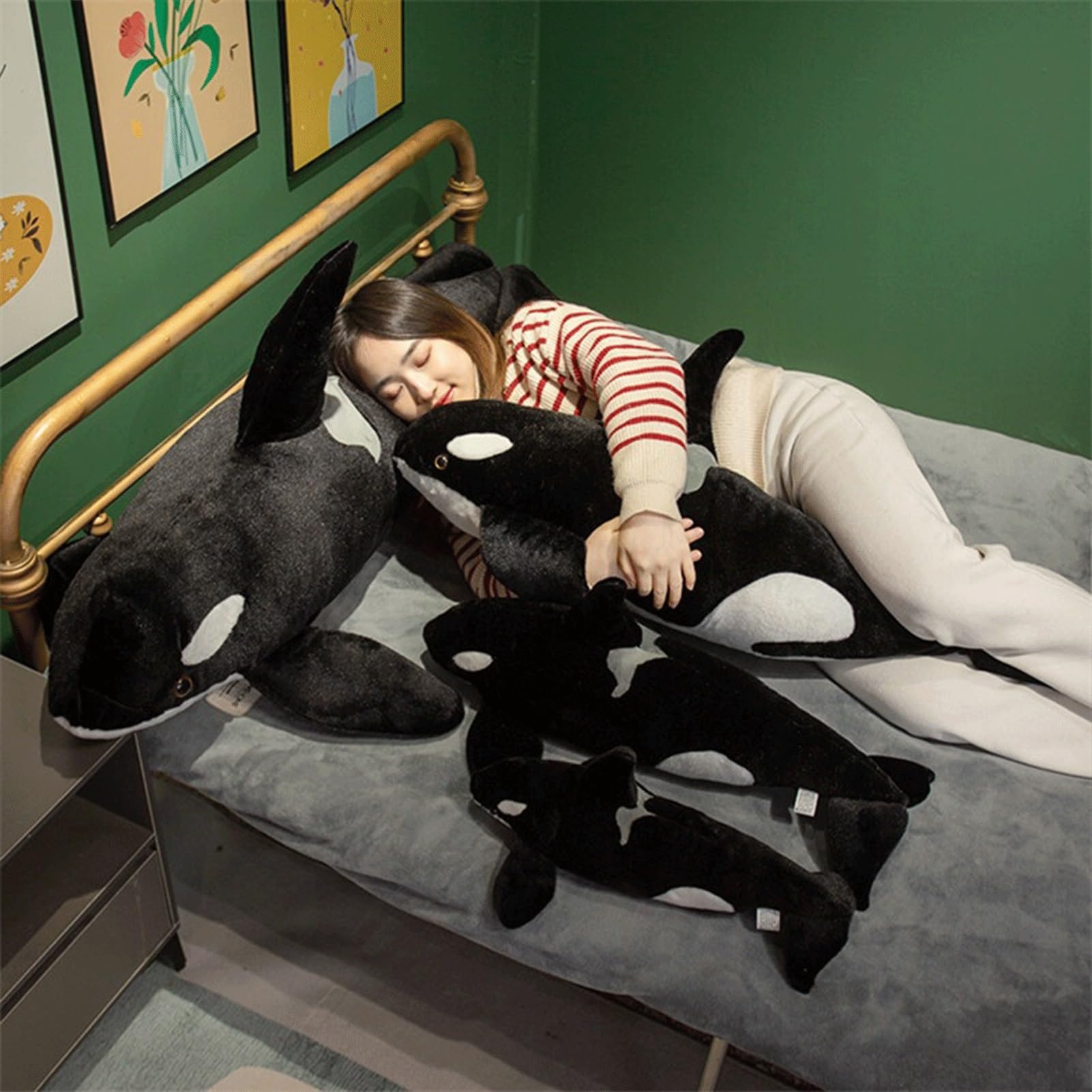Bambola di peluche Orca, peluche da abbracciare con la balena assassina, peluche realistici con animali dell'oceano morbidi, regali di compleanno for ragazze(130cm/51.2in)