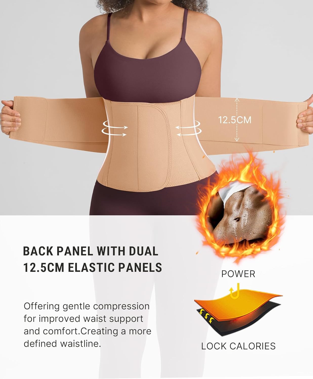 FeelinGirl Waist Trainer Belt for Women Waist Cincher Waist Trimmer Corset Adjustable Hook Loop Tummy Control Slimming