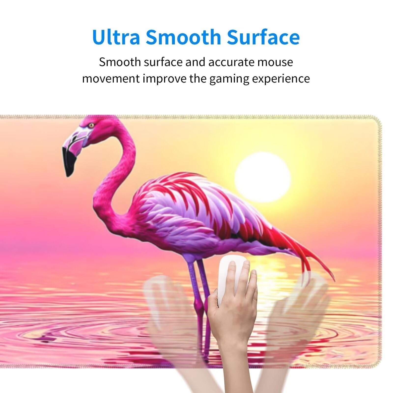 Tappetino Mouse, Tappetino Mouse Gaming Grande XXL 1500x800x3mm Tappetino Scrivania Mouse Pad, Base in Gomma Antiscivolo, Bordi Cuciti,Lavabile, Mousepad per Ufficio e Gaming (Flamingo) R-358