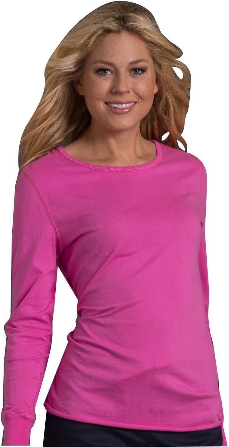 Peaches Uniforms Women's Long Sleeve Layering Tee, Bora Bora Pink, M