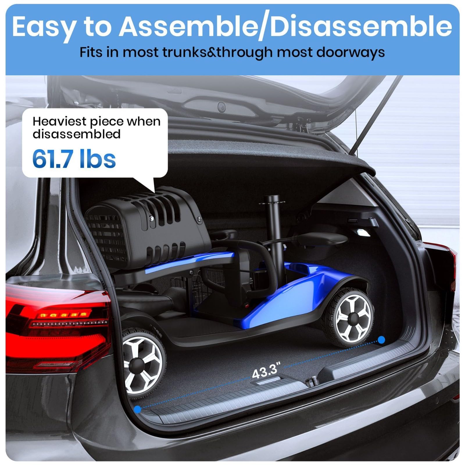 Trottinette Électrique À Quatre Roues pour Personnes Âgées, Trottinette Électrique Pliable pour Personnes Handicapées,Idéale pour Les Personnes Âgées Et Handicapées.