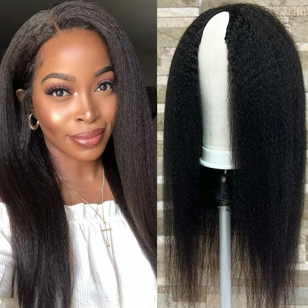 V Part Wig Yaki Human Hair Wigs For Women 150 Density Virgin Human