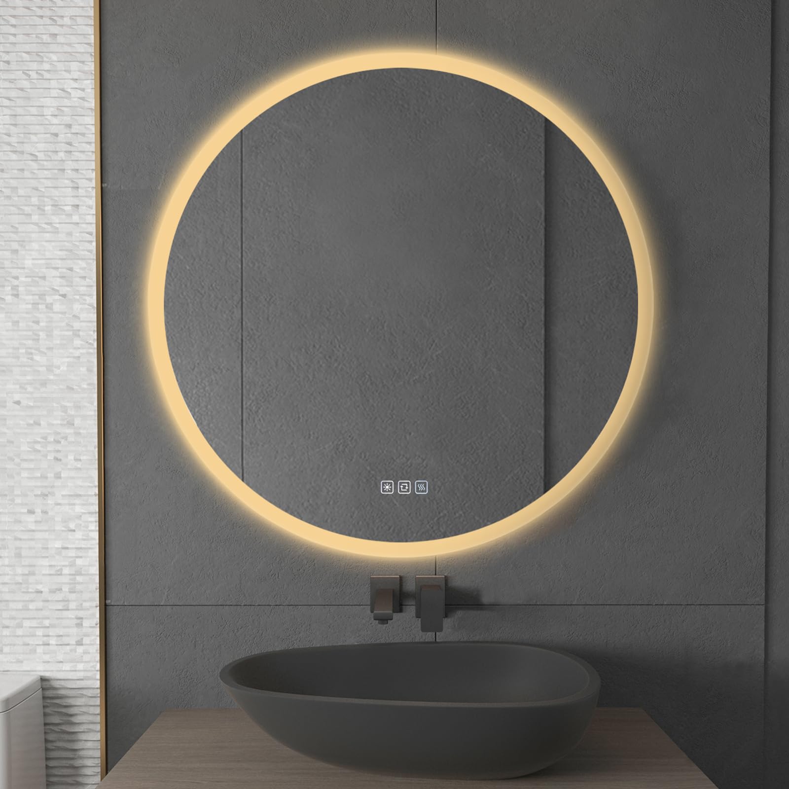Specchio LED Rotondo Da Bagno Furduzz 60cm – Illuminato, Dimmerabile, Antiappannamento E Touch - 3