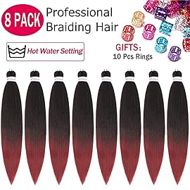 Alrence Pre Stretched Braiding Hair Long Braid 26 Inch 8 Packs Professional Braiding Hair Extensions Synthetic Crochet Twist Braids (26 Inch, T1B/Bug)