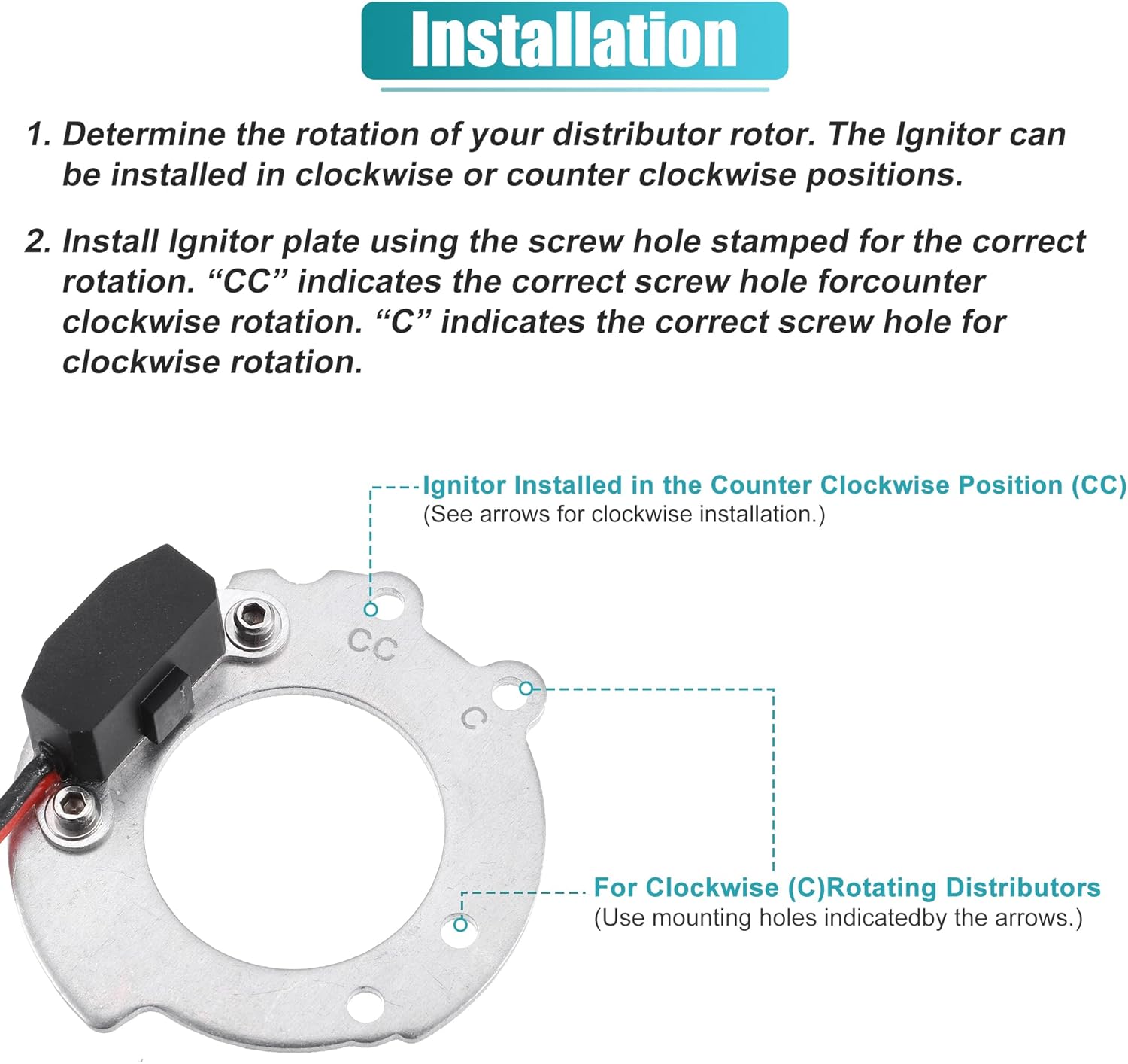 X AUTOHAUX 1244A Electronic Ignition Kit for 12 Volt Negative Ground Systems Points-to-Electronic Kit