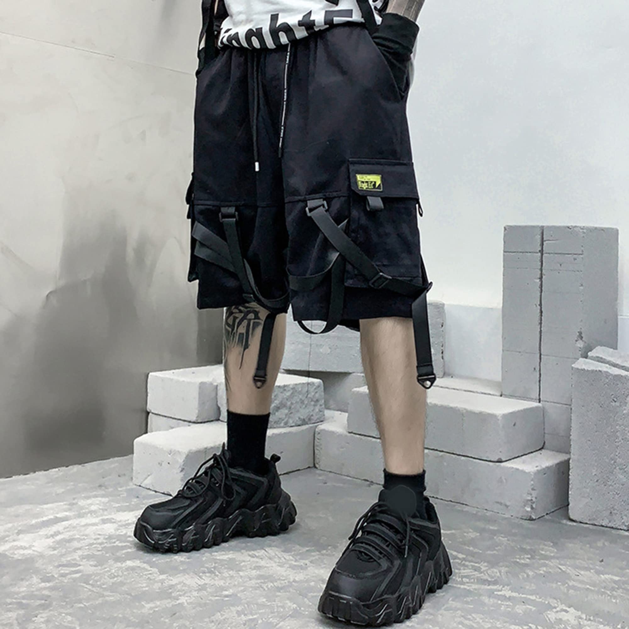 XYXIONGMAO Streetwear - Overol para hombre, estilo gótico, estilo cargo, táctico, estilo hip hop, color negro