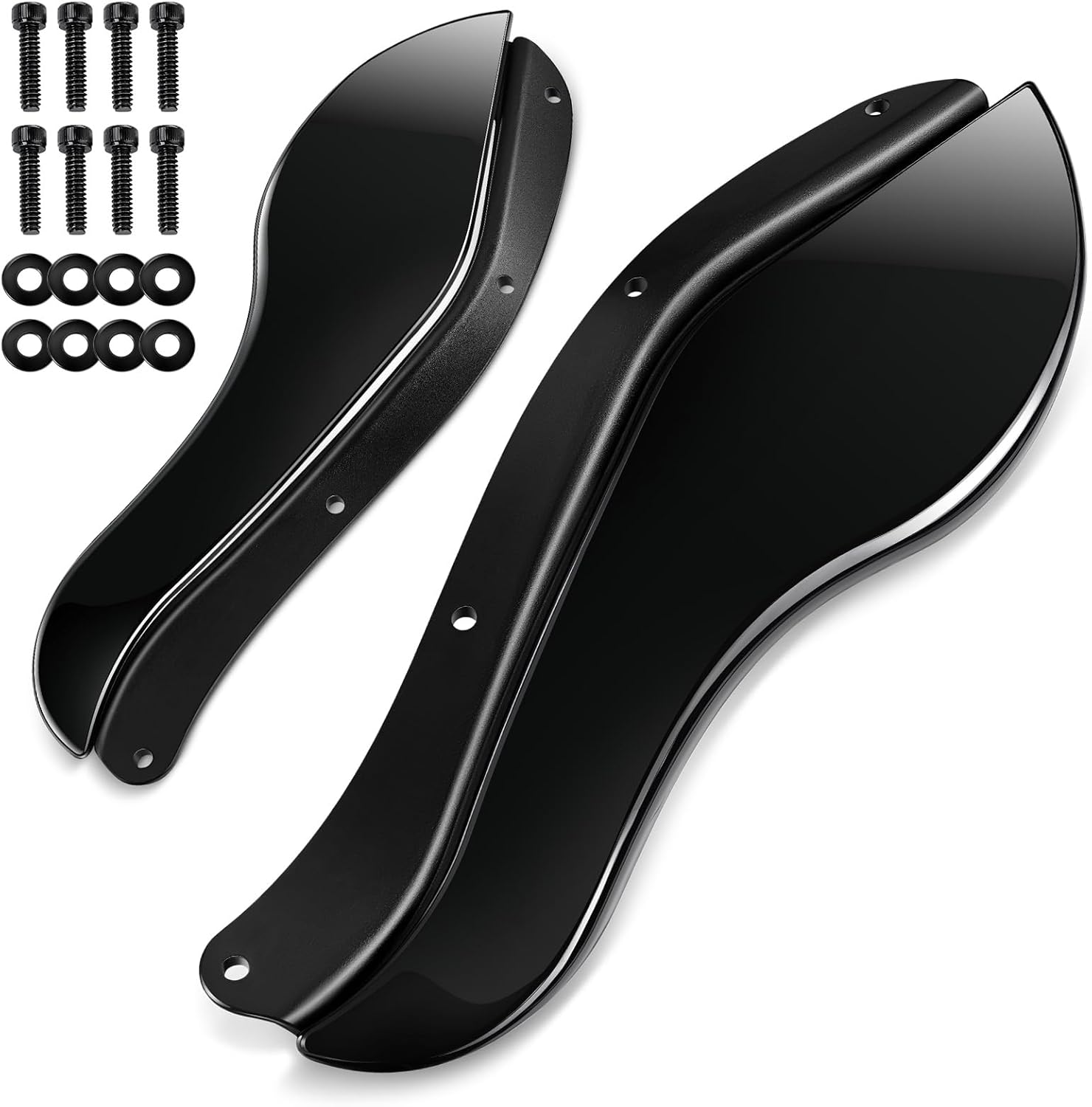 Amazicha Motorcycle Windshield, Fairing Air Deflectors Side Wings, Adjustable Wind Deflectors Compatible for Harley Electra Glide Street Glide Trike Glide 2008-2013, Black