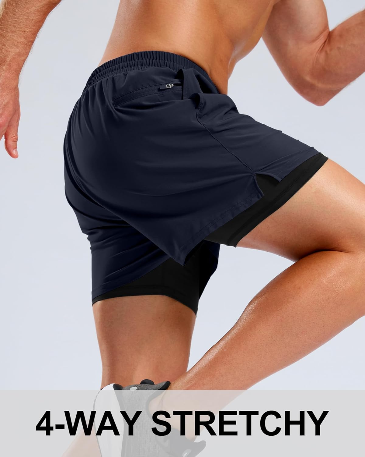 Pudolla Men's 2 in 1 Workout Running Shorts 5" Quick Dry Lined Gym Shorts Athletic with 4 Pockets for Men Tennis Training - Image 6