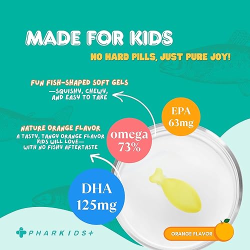 Miniatura 5 de Aceite de pescado para niños  272 mg Omega-3 DHA y EPA para el cerebro, la visión y el apoyo inmunológico  Geles suaves en forma de pescado sabor