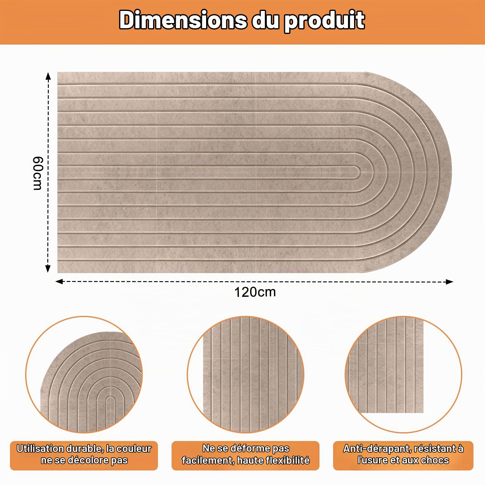 Tableau d'affichage autocollant en feutre épais - Pliable - En liège - Tableau en liège - Planche décorative pour photos, notes, bords - Pour salon, bureau - Chameau foncé - 60 x 120 cm