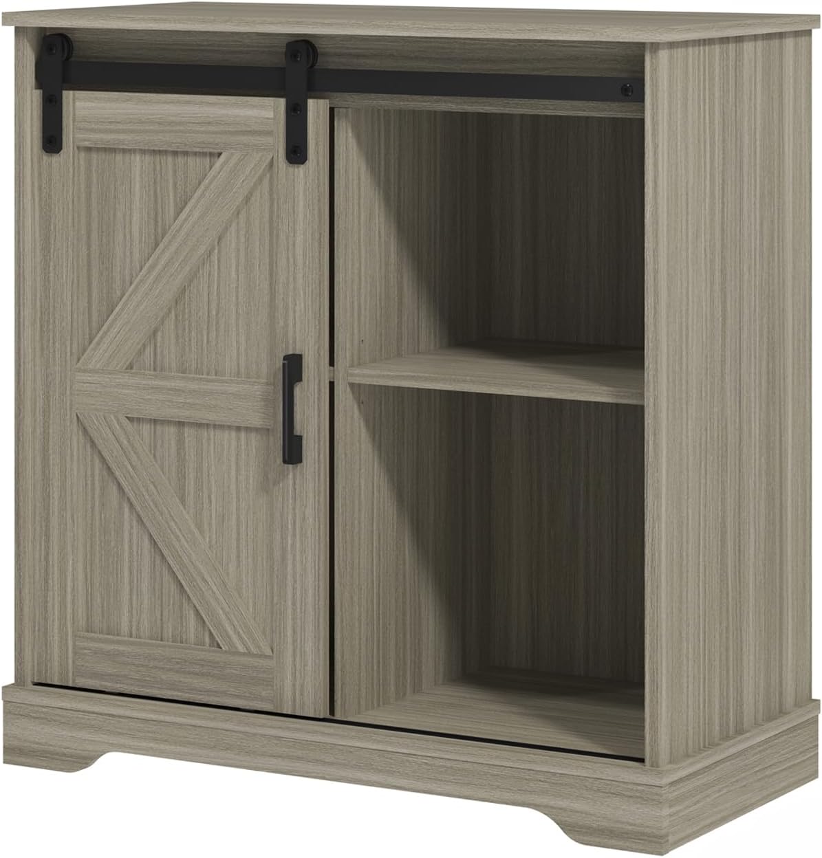 Panana Sliding Barn Door Buffet Sideboard Storage Cabinet Coffee Bar Kitchen Farmhouse Style (Oak)