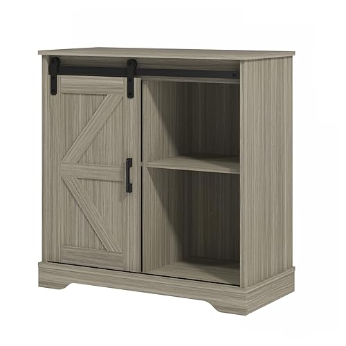 Panana Sliding Barn Door Buffet Sideboard Storage Cabinet Coffee Bar
