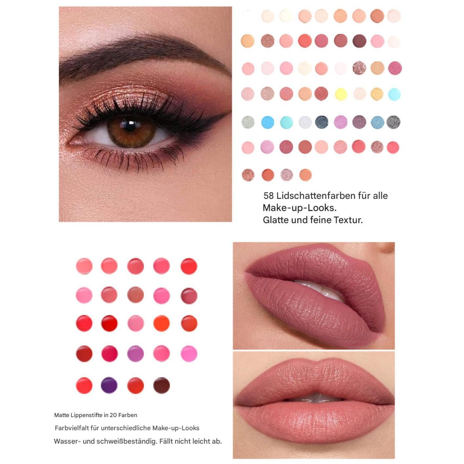 Palette di ombretti con 110 colori, grande set di ombretti cosmetici, impermeabile, miscelabile, con custodia a specchio, ad alta pigmentazione, portatile, professionale, per donne, saloni, feste