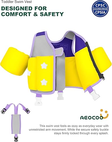 Miniatura 36 de Chaleco flotador para niños de 1-2-3-5-7-9 años, chaleco de natación para niños pequeños de 9-14-23-32 kg, chaleco flotador cómodo de uso prolongado