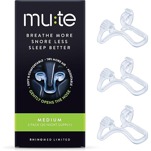 Mute Nasal Dilator Snoring Solution | Medium 3 Pack | Snore Less & Sleep Better | Nasal Strip Alternative | Comfortable Breathing Aids for Better Sleep & Improved Airflow