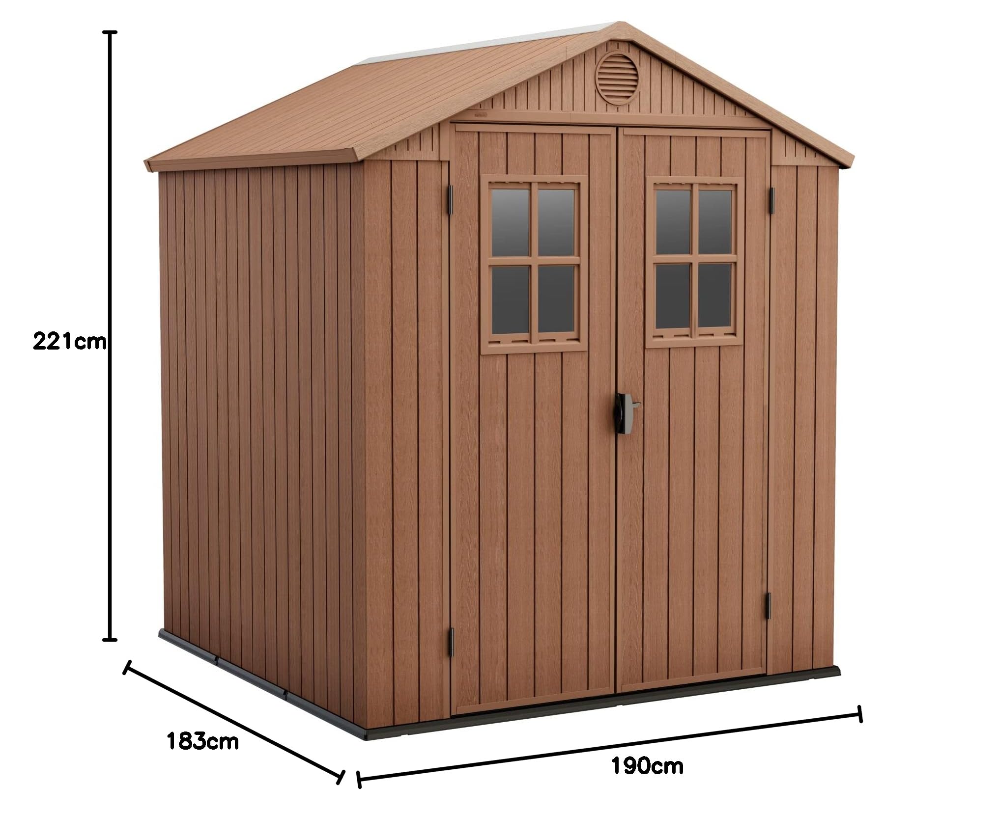 Keter Darwin 6 x 6 Maison de Jardin Effet Bois, Marron, 190 x 183 x 221 H cm