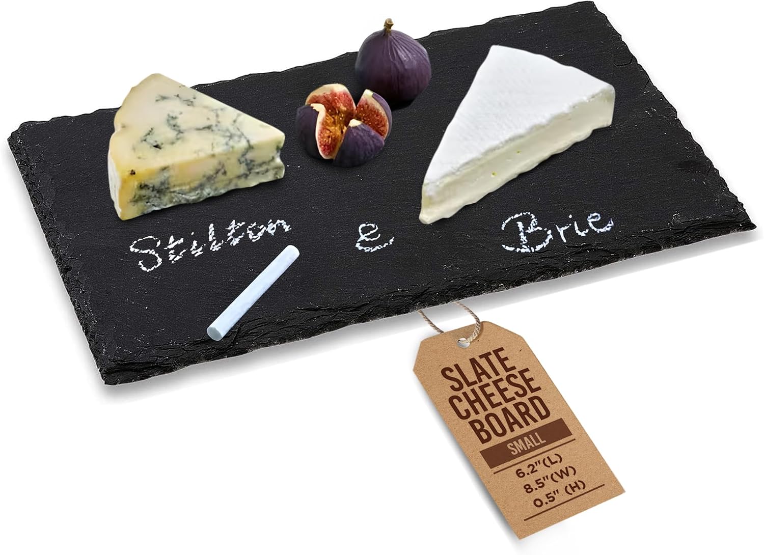 IMPULSE! Slate Cheese Board Party Tray with Handles: 15.7''L x 12''W x 1.7''H