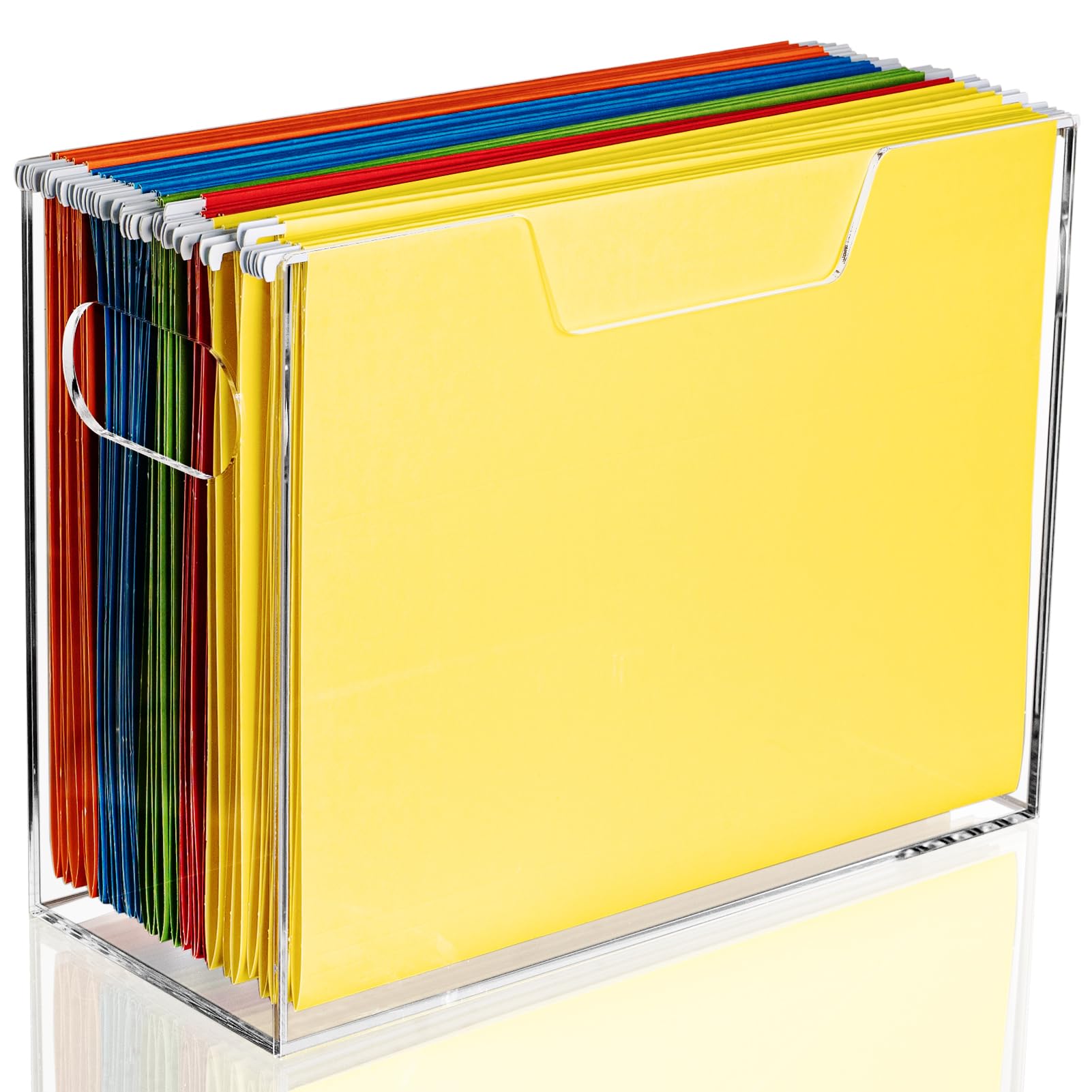 Acryl-Hängeregistratur-Organizer, transparente Aktenaufbewahrung, Organizer, Aktenschrank mit Griffen für Briefgröße/A4, tragbarer Ordnerhalter für Büro, Zuhause, Schule